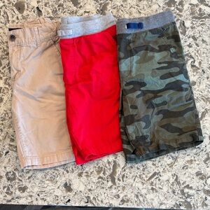 Set of Three Boys' Shorts - Children’s Place Tan, and Carter’s Red, Camouflage